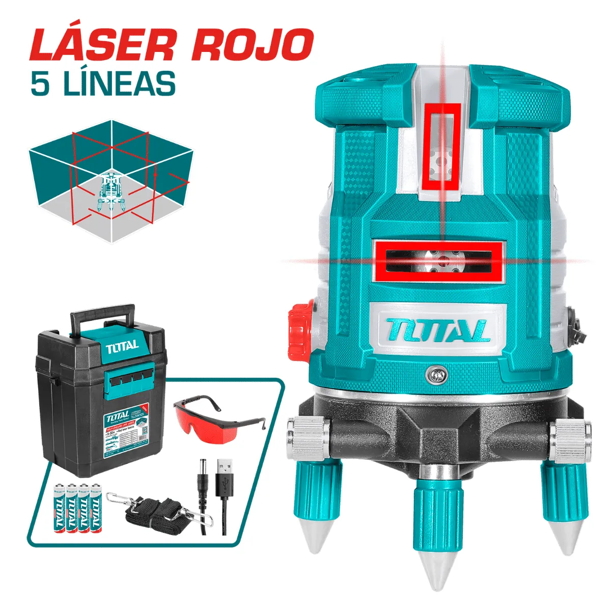 Nivel linia laser rojo Total